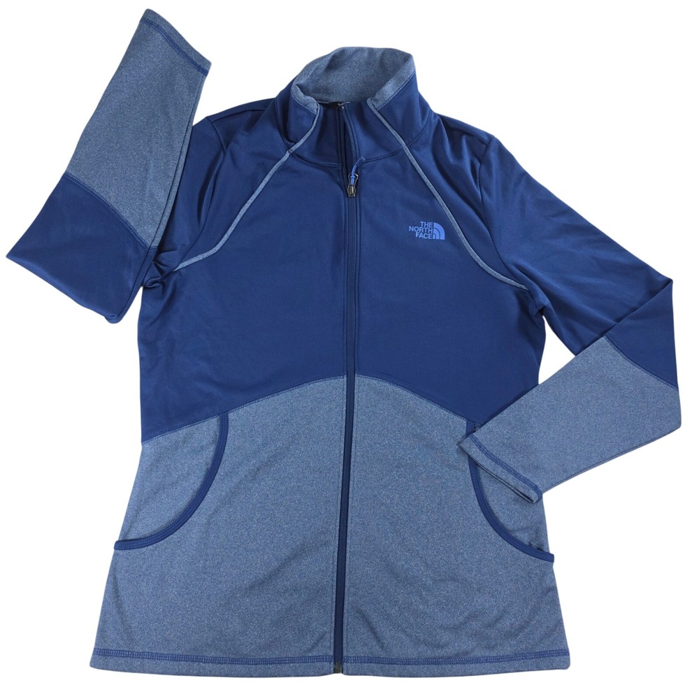 The North Face Women Large Blue Cinder 100 Full Zip Jacket Colorblock Activewear